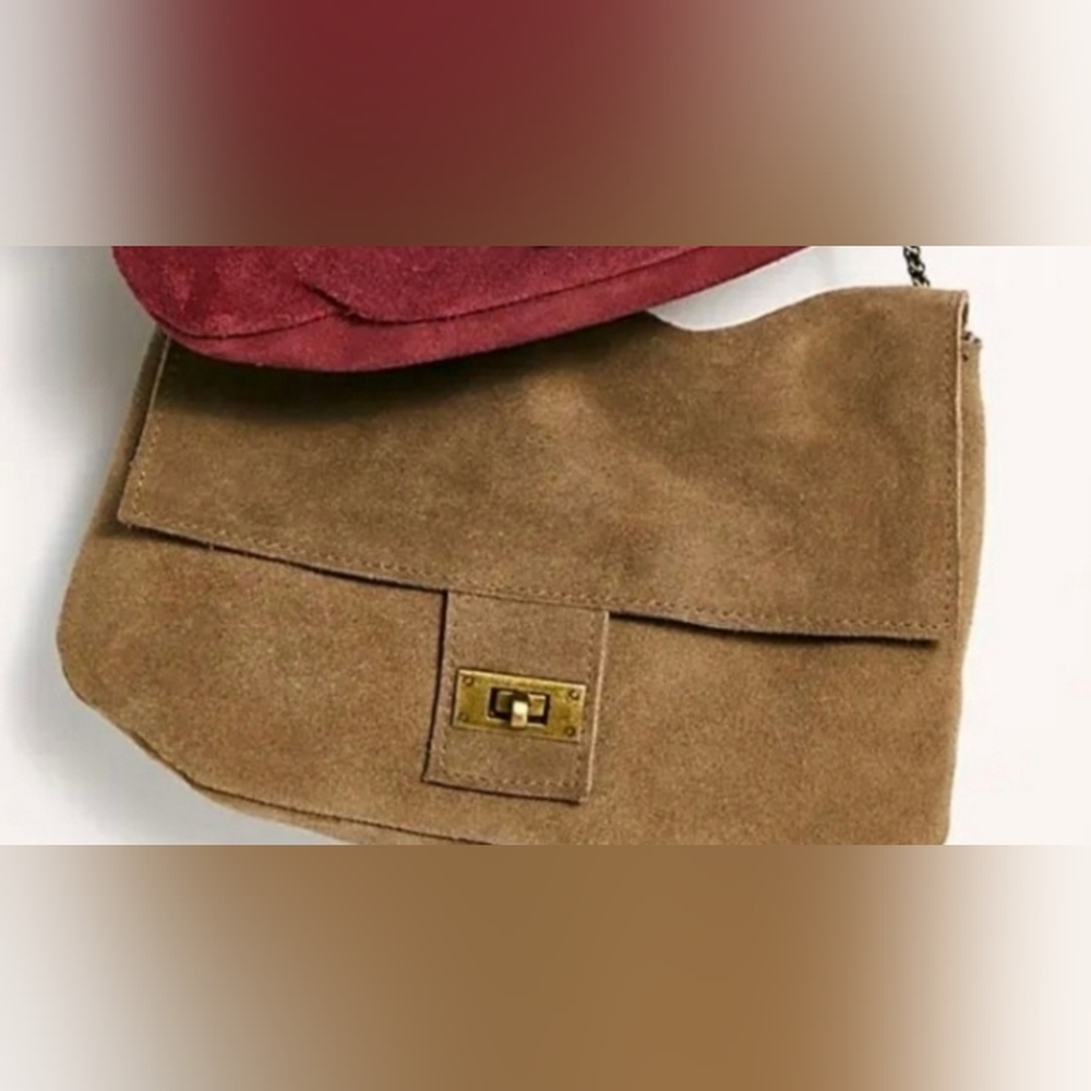 Free People Khaki Suede Slouchy Women's Bag